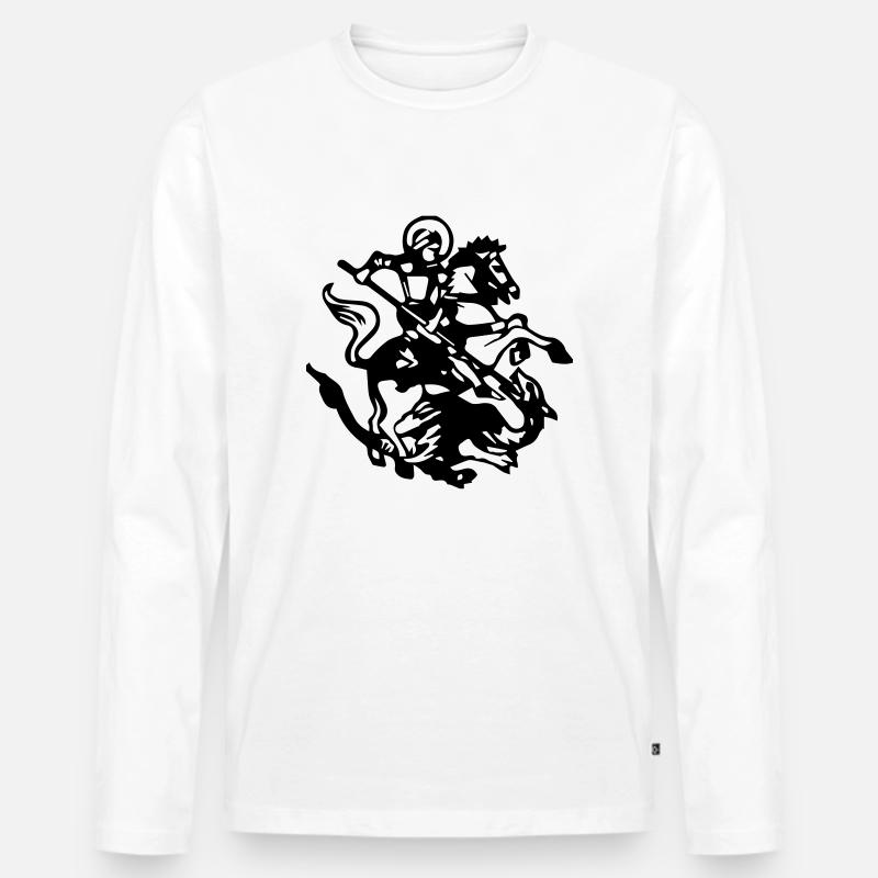 StGeorg - Männer Premium Bio Langarmshirt - Weiß