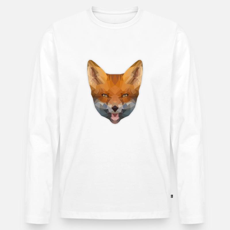Low Poly Fox - Männer Premium Bio Langarmshirt - Weiß