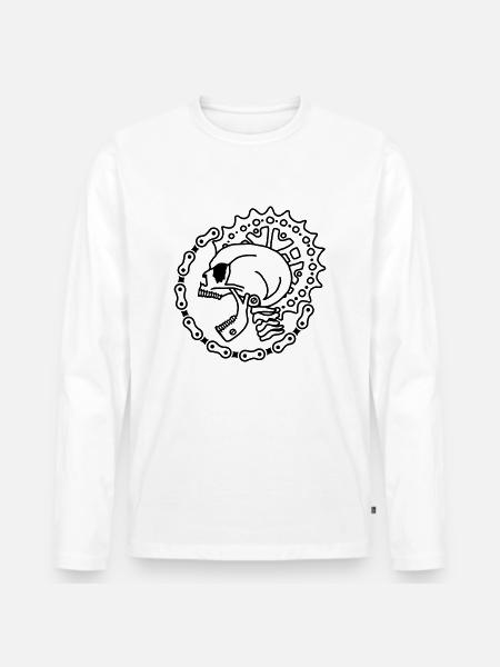 Skull Chain Punk - Black - Männer Premium Bio Langarmshirt - Weiß