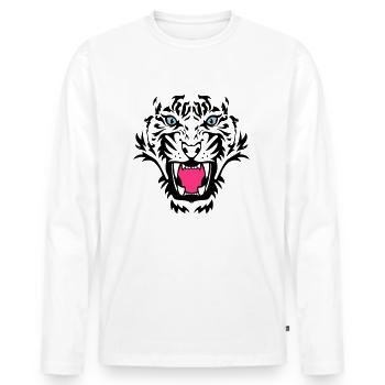 Tiger Face 3 - Männer Premium Bio Langarmshirt - Weiß - Vorne - Nico (187cm)