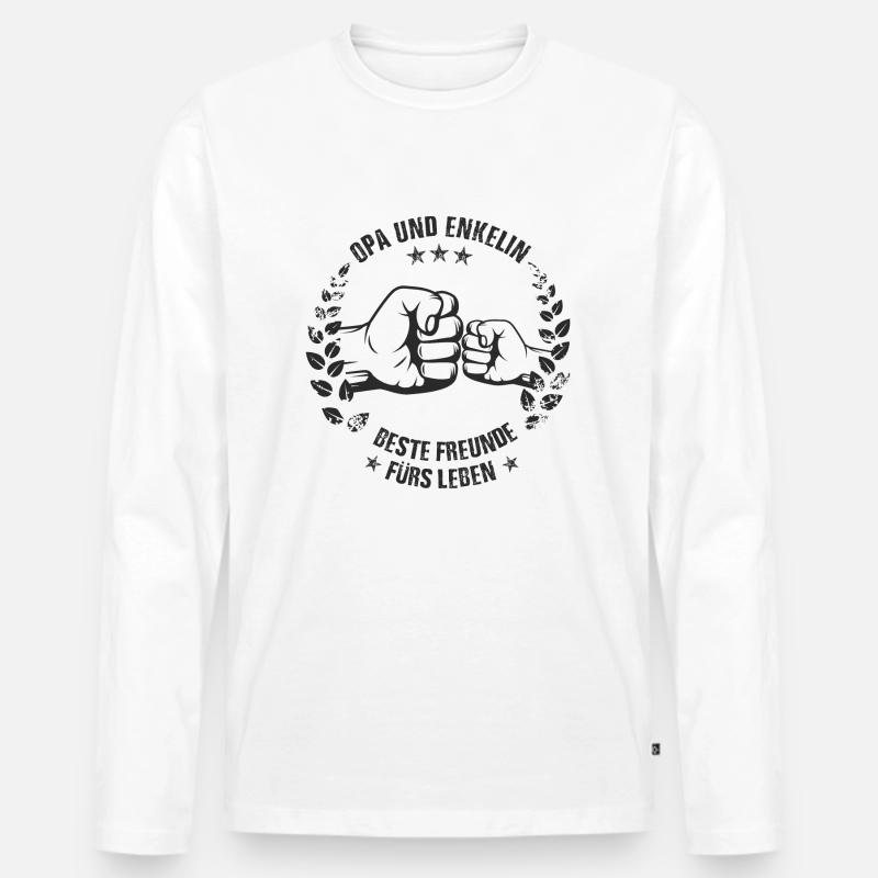 Opa und Enkelin - Männer Premium Bio Langarmshirt - Weiß