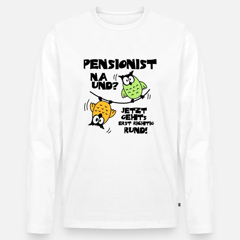 Eulen Pensionist - na und? - Männer Premium Bio Langarmshirt - Weiß