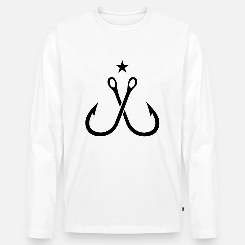 Fishhooks - Männer Premium Bio Langarmshirt - Weiß