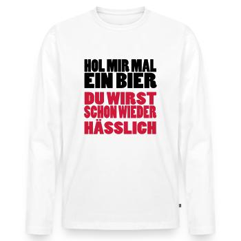 bier - Men's Premium Organic Long Sleeve Shirt - white - Front - Nico (187cm)
