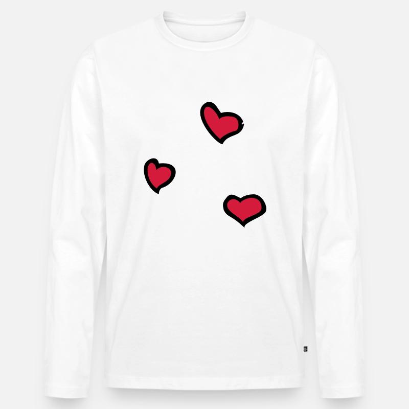 Herzen, Hearts, Liebe - Männer Premium Bio Langarmshirt - Weiß