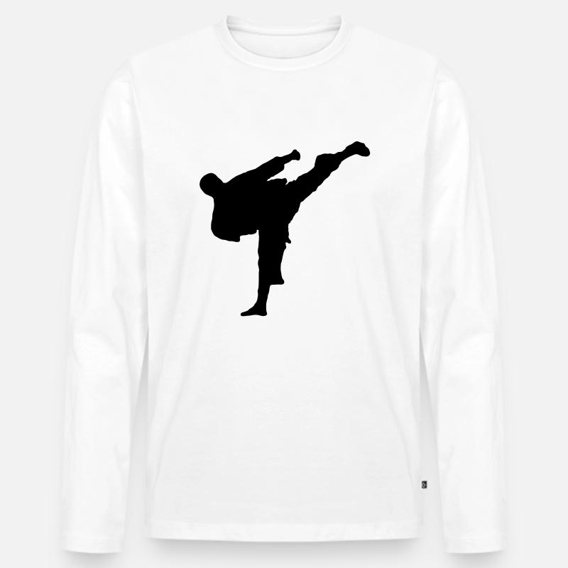 karatae_kaempfer3 - Männer Premium Bio Langarmshirt - Weiß