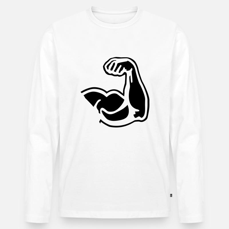 bicep_1__f1 - Männer Premium Bio Langarmshirt - Weiß