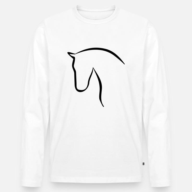 Pferd - Männer Premium Bio Langarmshirt - Weiß