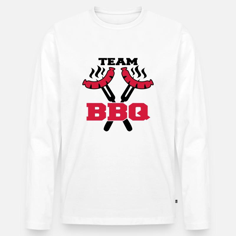Team BBQ Logo - Männer Premium Bio Langarmshirt - Weiß