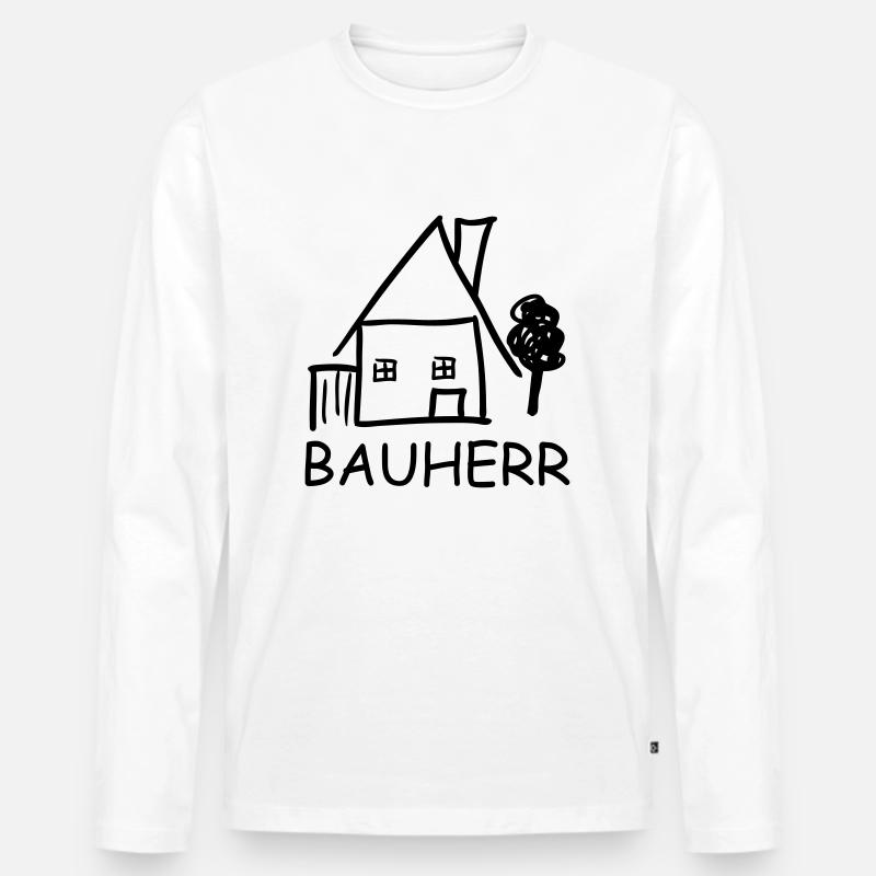 bauherr - Männer Premium Bio Langarmshirt - Weiß