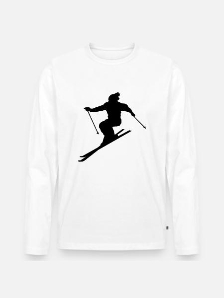 Skifahrer - Männer Premium Bio Langarmshirt - Weiß