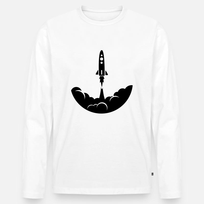 Weltraumrakete - Männer Premium Bio Langarmshirt - Weiß
