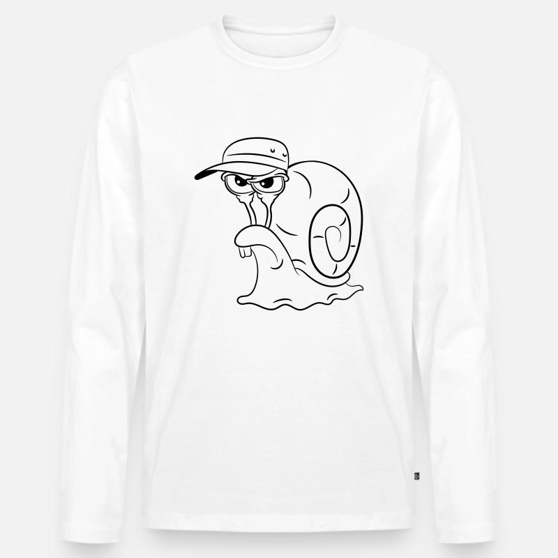 Schnecke lustig böse - Männer Premium Bio Langarmshirt - Weiß