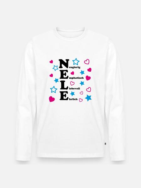 Nele - Männer Premium Bio Langarmshirt - Weiß