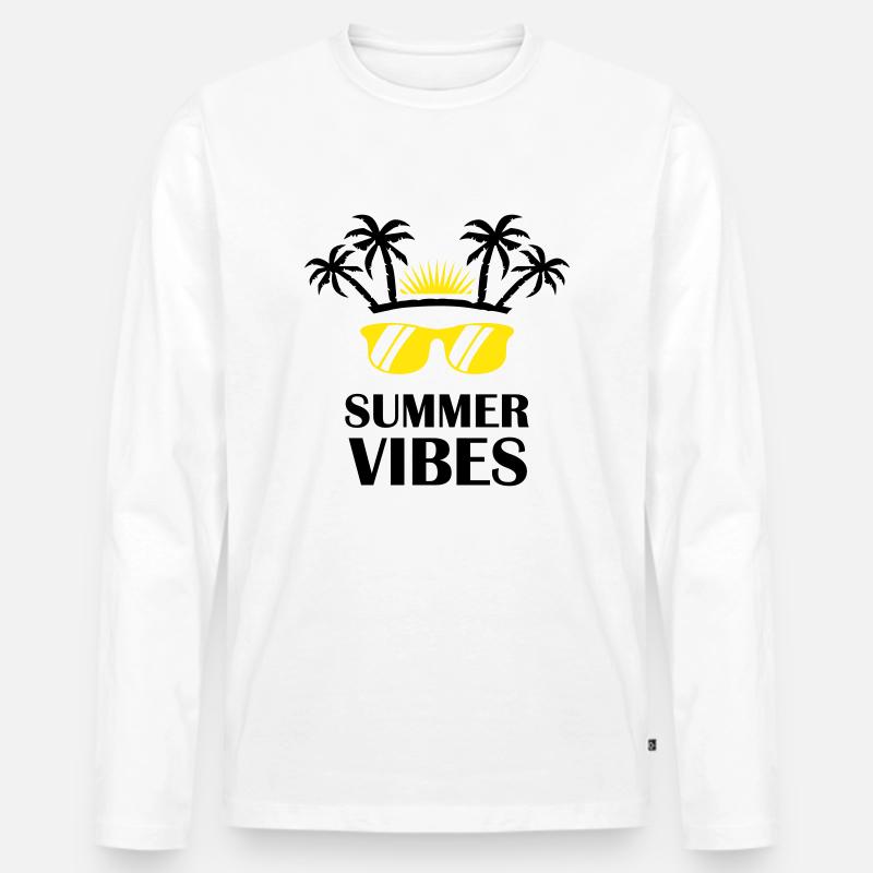 Summer Vibes - Männer Premium Bio Langarmshirt - Weiß