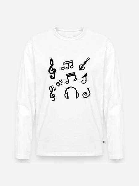 Lyt til Musik Noder Instrument Outfit - Premium økologisk langærmet T-shirt til mænd - hvid