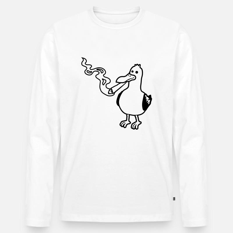 Joint rauchen Kiffer Möwe - Männer Premium Bio Langarmshirt - Weiß