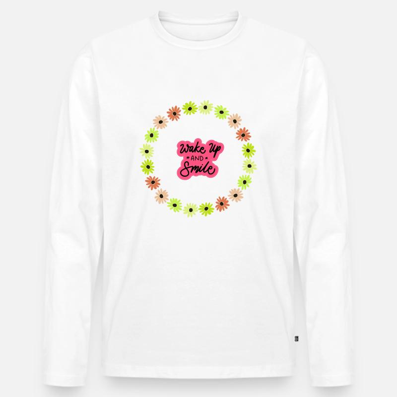 Wake up - Männer Premium Bio Langarmshirt - Weiß