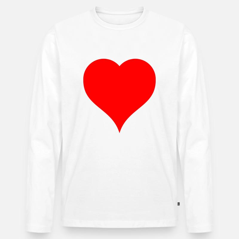herz - Bild rot - Männer Premium Bio Langarmshirt - Weiß