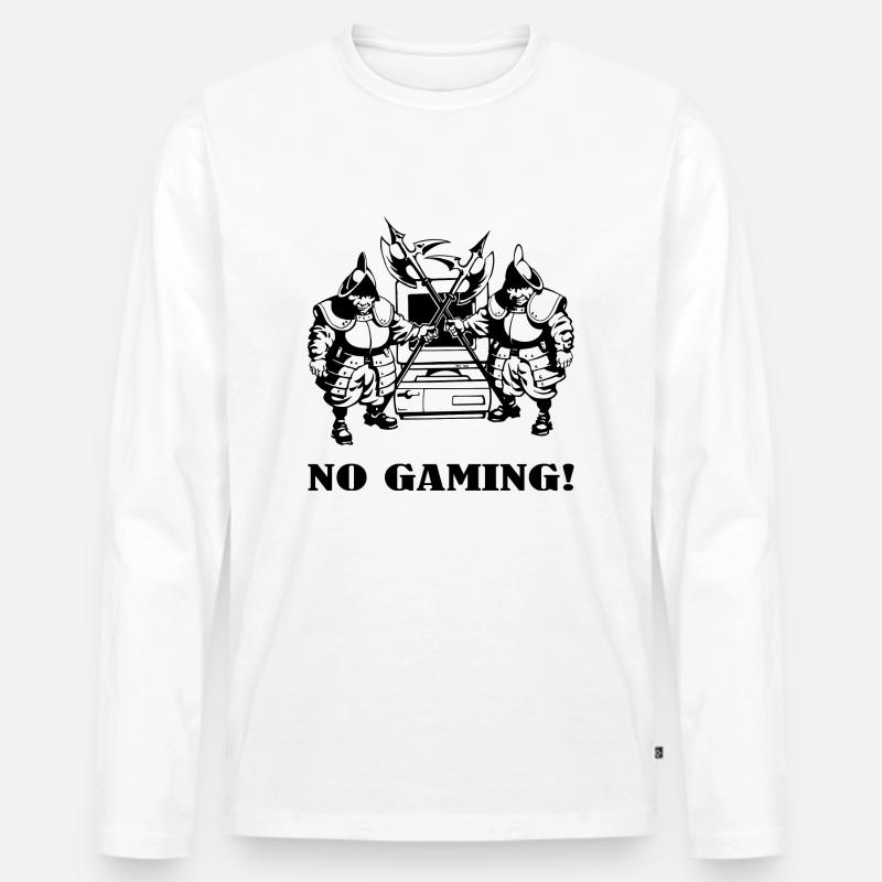 Wache no gaming! - Männer Premium Bio Langarmshirt - Weiß