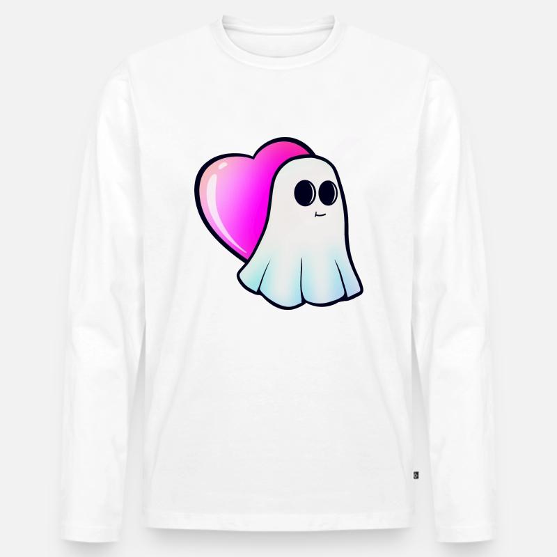 Neon Herz Geist - Männer Premium Bio Langarmshirt - Weiß