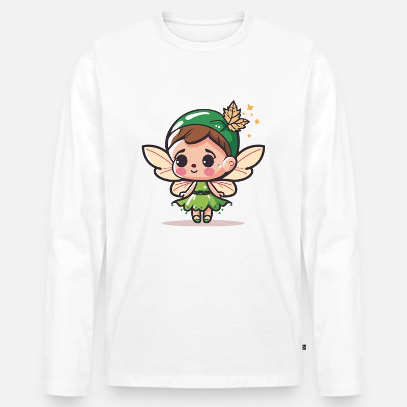 Hübsche Feenillustration - Männer Premium Bio Langarmshirt - Weiß