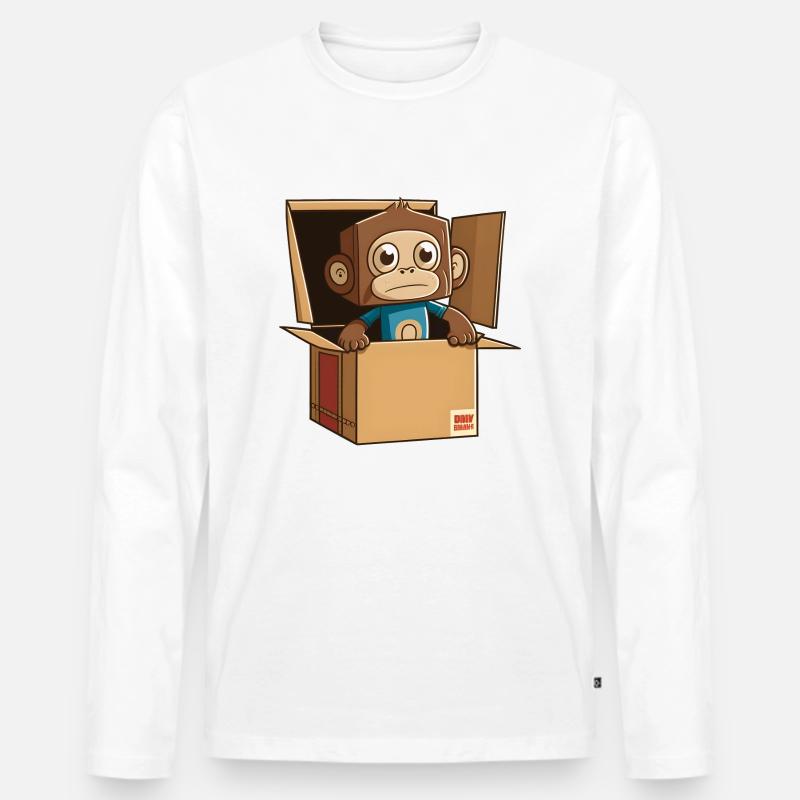 Super Cute monkey - Männer Premium Bio Langarmshirt - Weiß