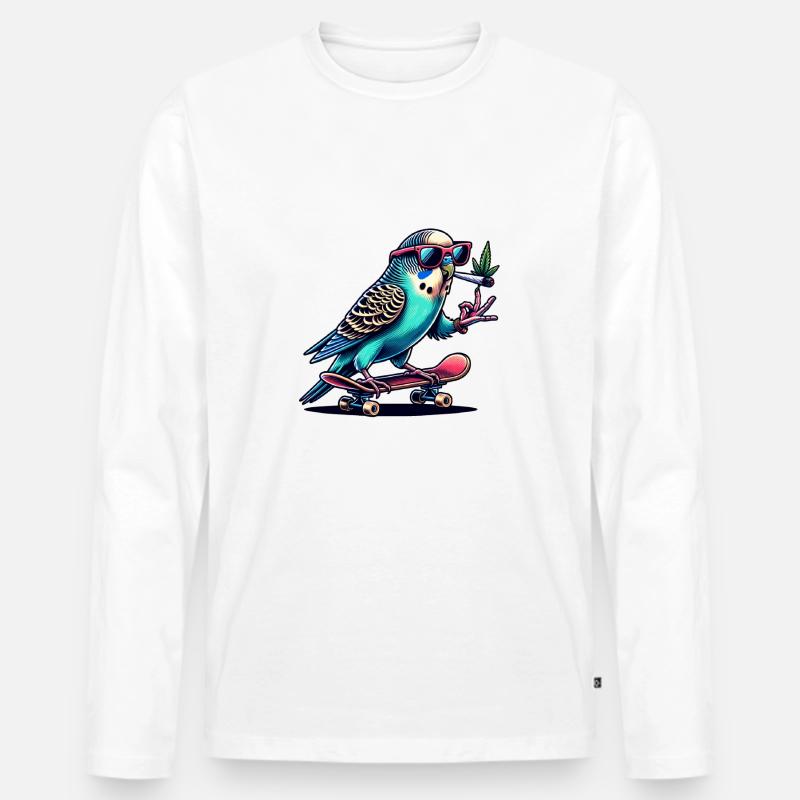 Krasser Wellensittich - Männer Premium Bio Langarmshirt - Weiß