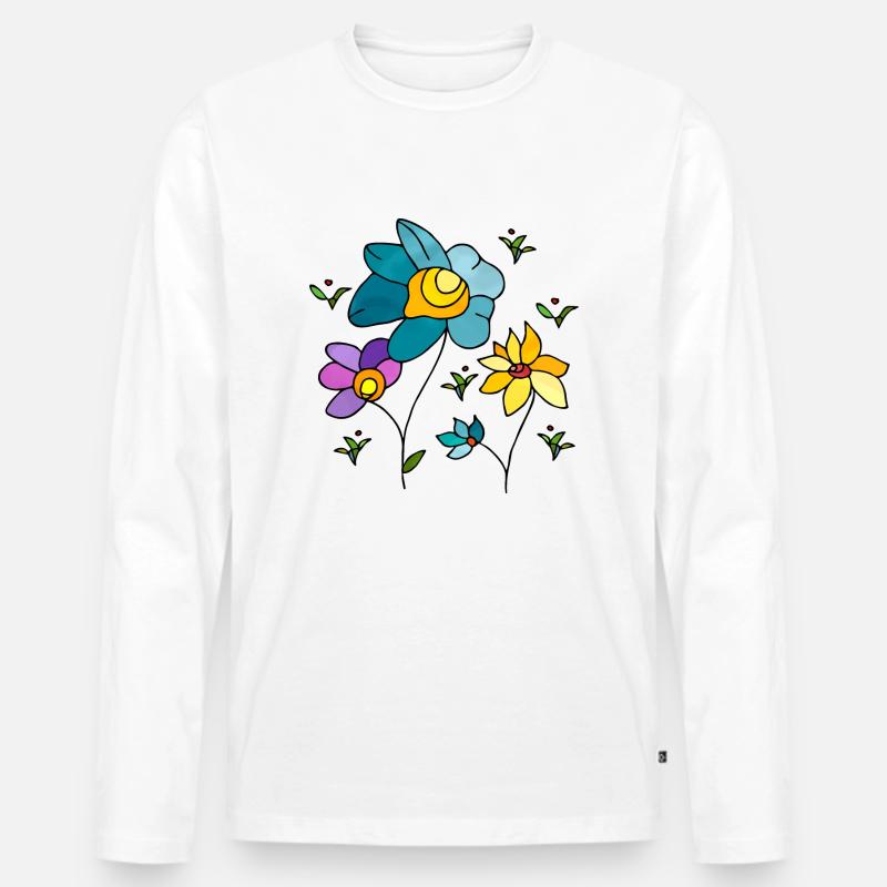 Blumen - Männer Premium Bio Langarmshirt - Weiß