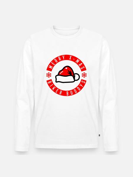Merry X-Mas Biker Buddies - Men's Premium Organic Long Sleeve Shirt - white