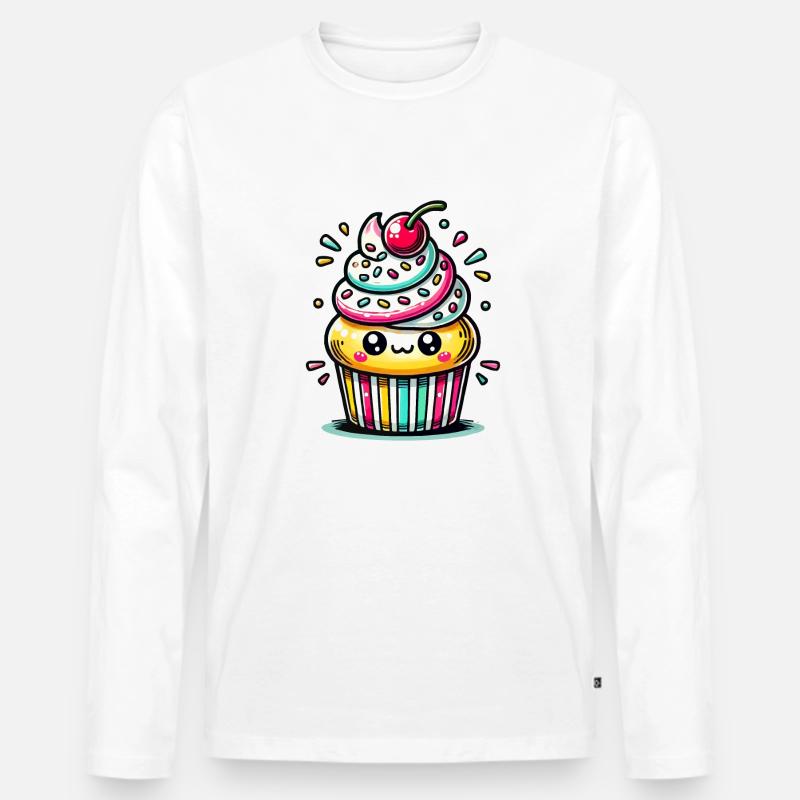 cupcake 1 - Männer Premium Bio Langarmshirt - Weiß