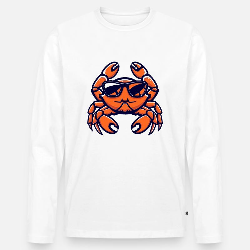 Krebs Krabbe Cool Comic - Männer Premium Bio Langarmshirt - Weiß