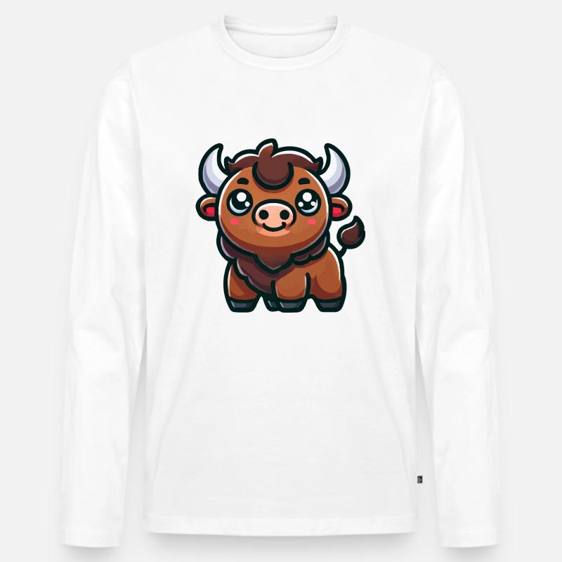 bison comic - Männer Premium Bio Langarmshirt - Weiß
