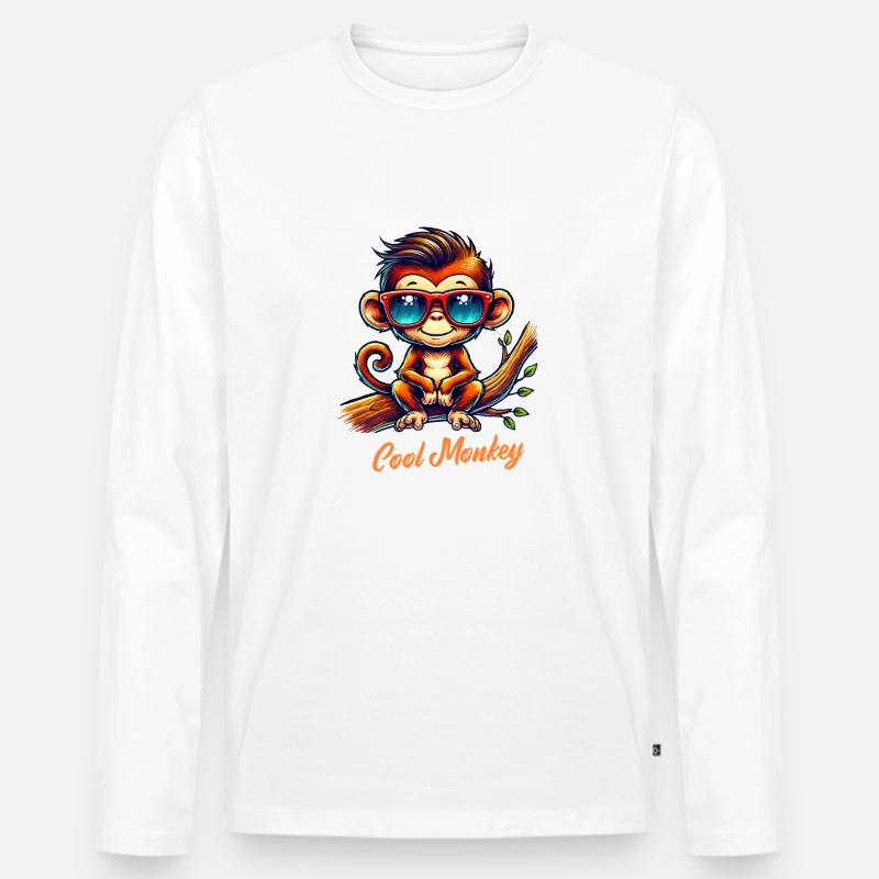 affe sonnenbrille comic - Männer Premium Bio Langarmshirt - Weiß