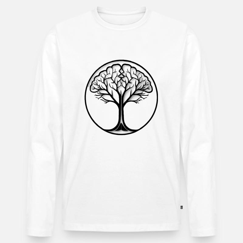 Brain Tree Logo - Mezmerizing Design - Männer Premium Bio Langarmshirt - Weiß