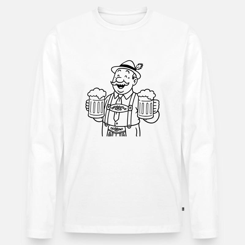 Herr Bier - Männer Premium Bio Langarmshirt - Weiß