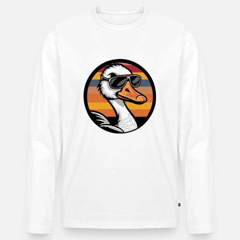 Gans Comic Cool - Männer Premium Bio Langarmshirt - Weiß