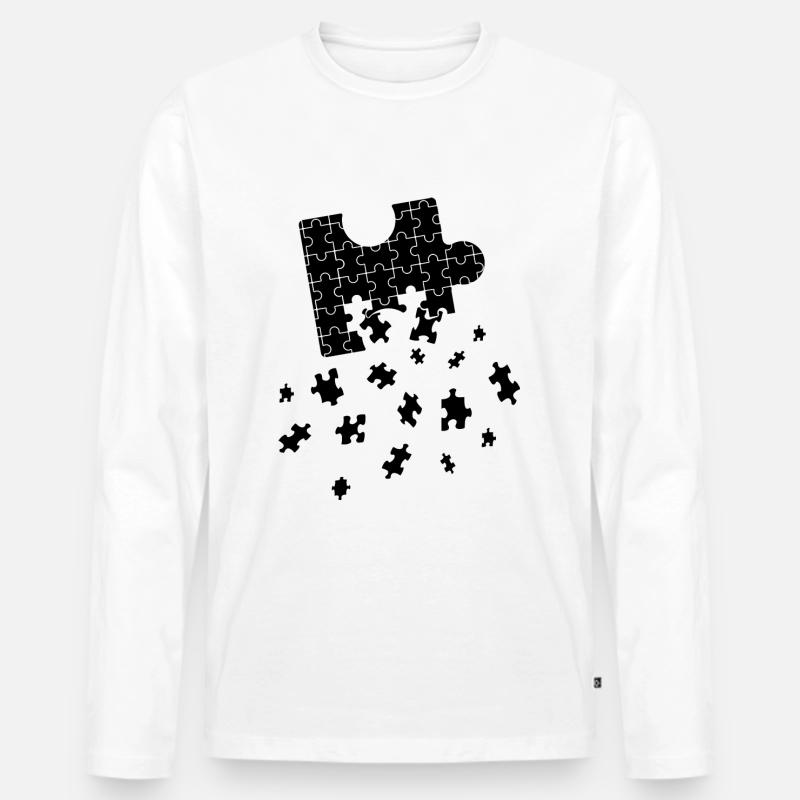 Puzzlestück Puzzle Rätsel - Männer Premium Bio Langarmshirt - Weiß