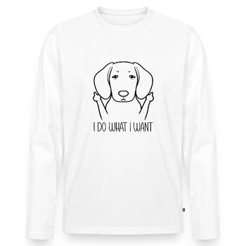 Stubborn Dachshund Dog Teckel Gift - Men's Premium Organic Long Sleeve Shirt - white - Front - Nico (187cm)