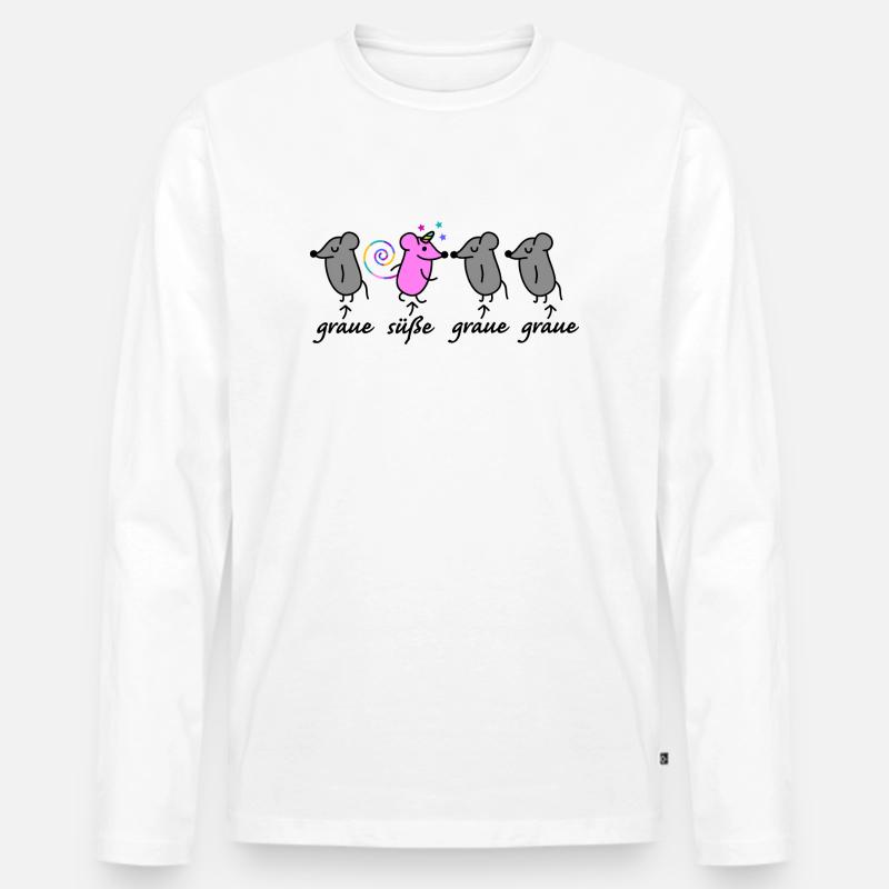 Maus und Mäuse - Männer Premium Bio Langarmshirt - Weiß