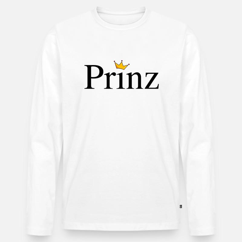 Prinz mit Krone - Männer Premium Bio Langarmshirt - Weiß