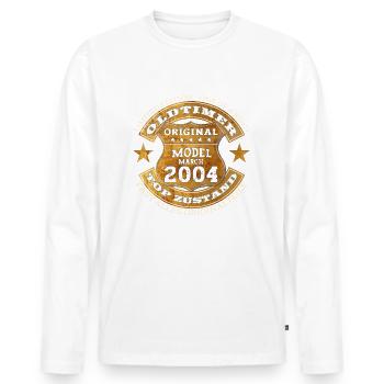 20. Geburtstag Oldtimer März Jahrgang 2004 - Männer Premium Bio Langarmshirt - Weiß - Vorne - Nico (187cm)