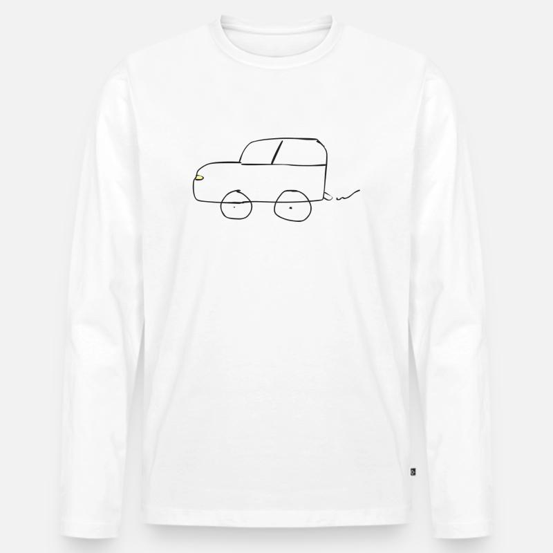 Gezeichnetes Auto - Männer Premium Bio Langarmshirt - Weiß