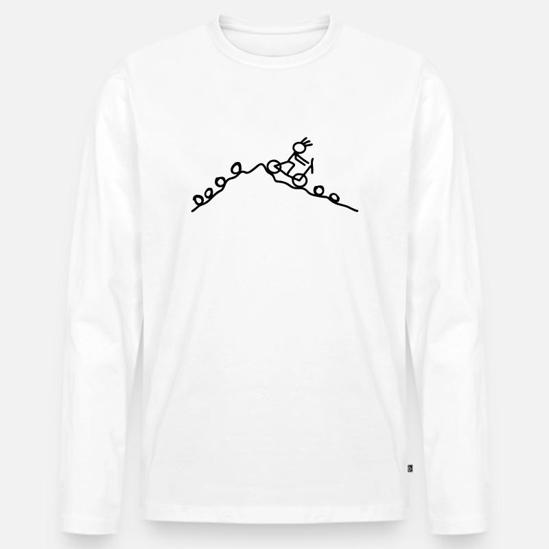 Strichmännchen MTB Rad - Männer Premium Bio Langarmshirt - Weiß
