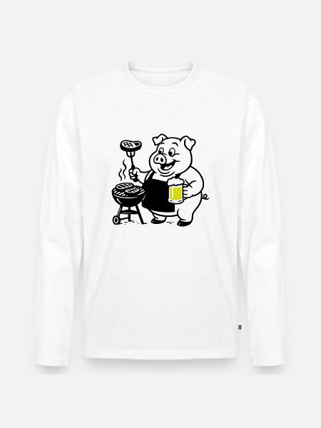 Pork Grilling Beer - Men's Premium Organic Long Sleeve Shirt - white