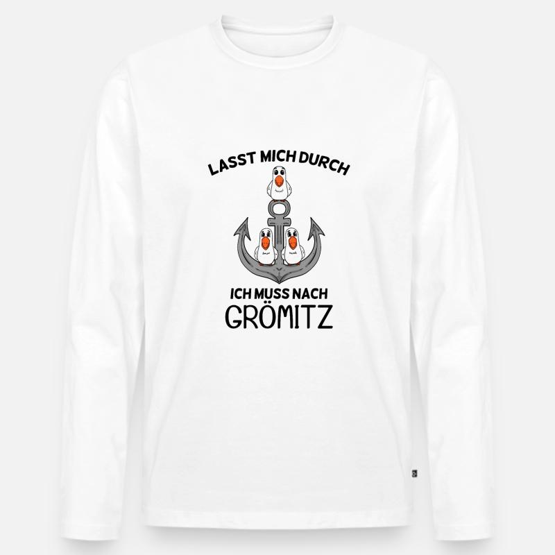 Grömitz - Männer Premium Bio Langarmshirt - Weiß