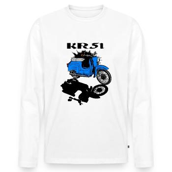 Simson Schwalbe Moped - Männer Premium Bio Langarmshirt - Weiß - Vorne - Nico (187cm)