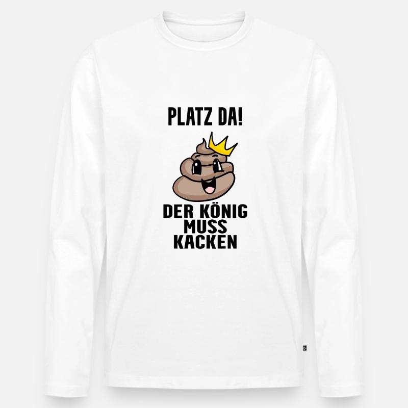 Kacke König - Männer Premium Bio Langarmshirt - Weiß