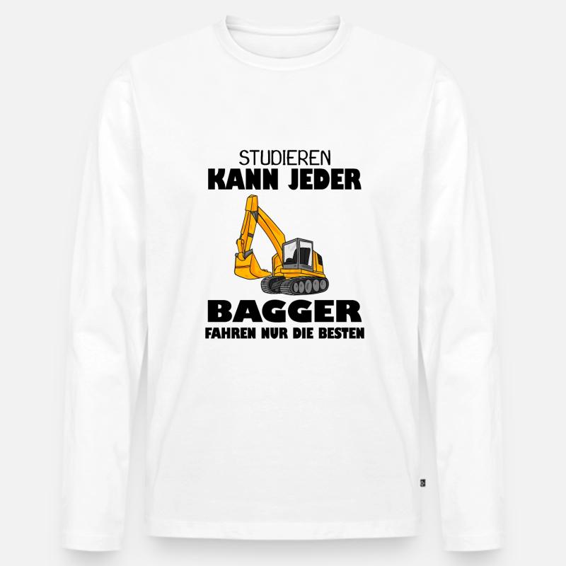 Bagger Baggerfahrer Spruch - Männer Premium Bio Langarmshirt - Weiß