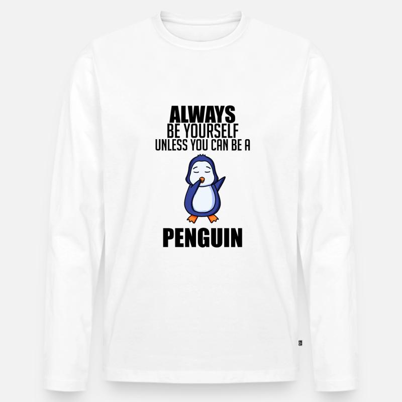 Pinguin Pinguine - Männer Premium Bio Langarmshirt - Weiß